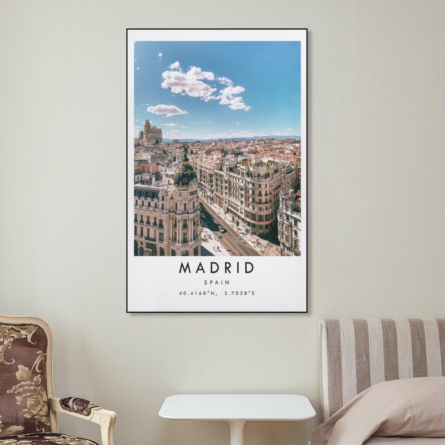 JHXNJDPOST Madrid Poster, Black And White Art, Spain Canvas Wall Art Aesthetic Decorative Painting Living Room Restaurants, Pool Halls And Hotelsstyle-8 12x18inch(30x45cm)