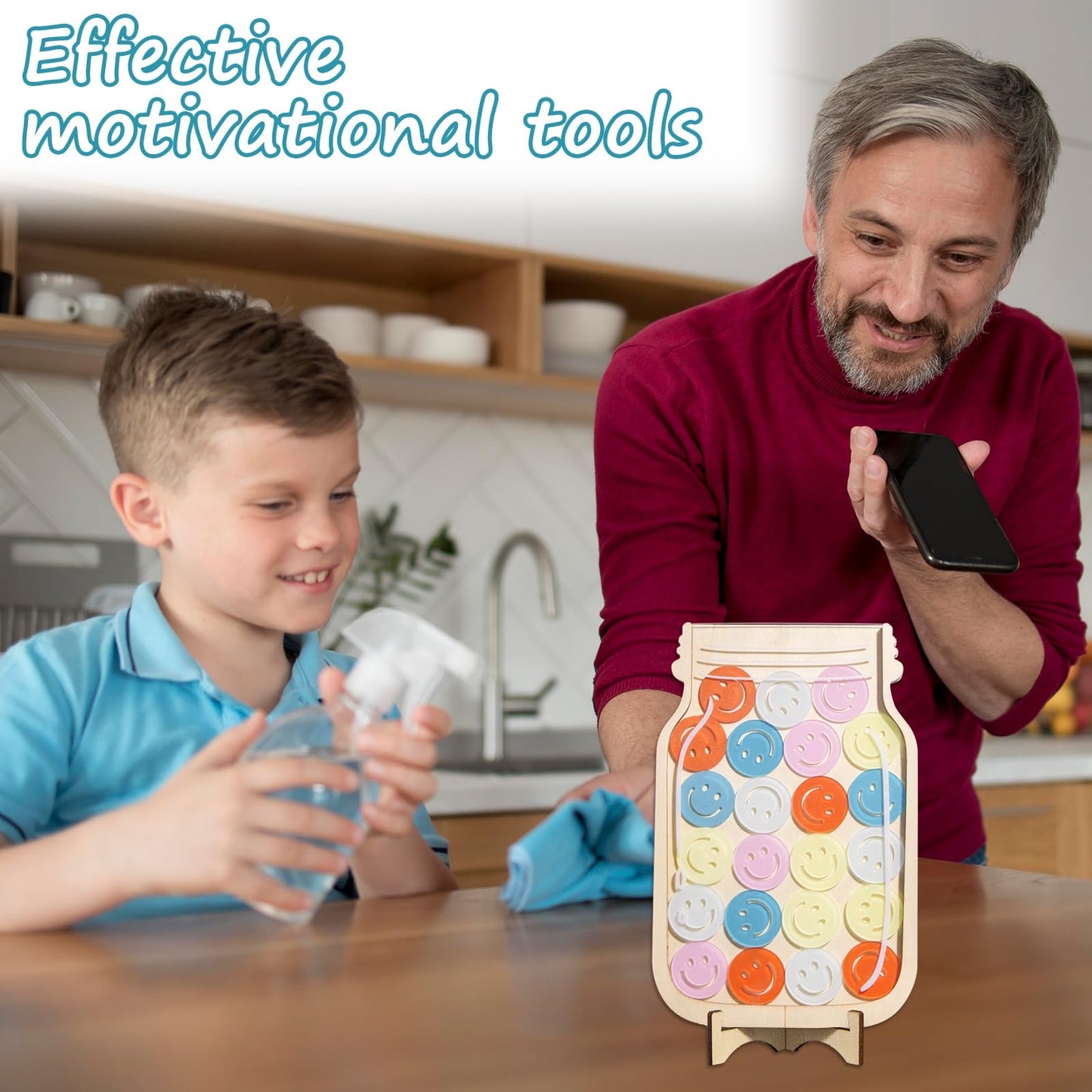 Magnetic Reward Jar for Kids - Smiley Faces Tokens Behavior Classroom Incentive Jar, Home Classroom Responsibility Routine Training Tool
