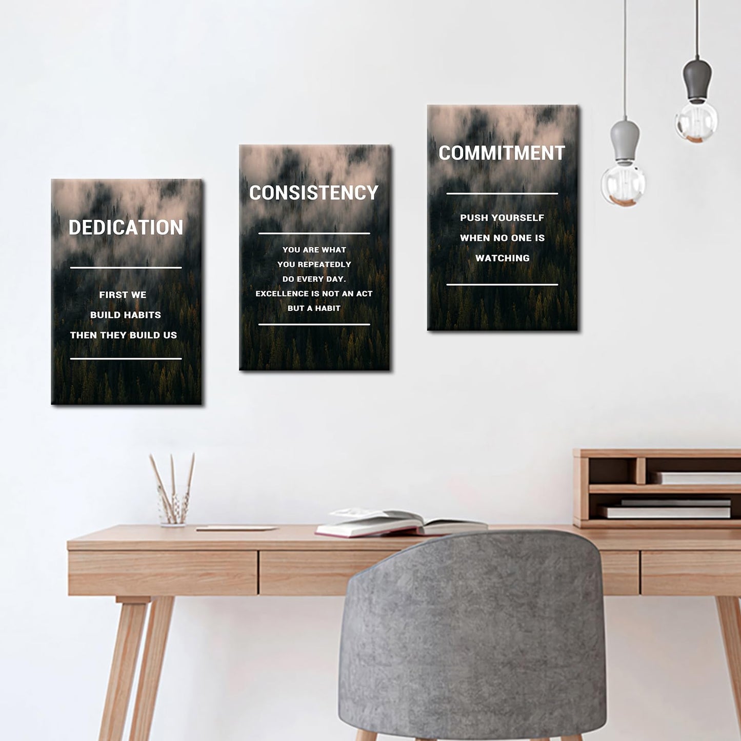 Motivational Canvas Posters Print Wall Art 3 Pieces Inspirational Entrepreneur Quotes Positive Signs Picture Painting Artwork for Modern Home Bedroom Teens Room Gym Stretched and Framed [48''Wx24''H]