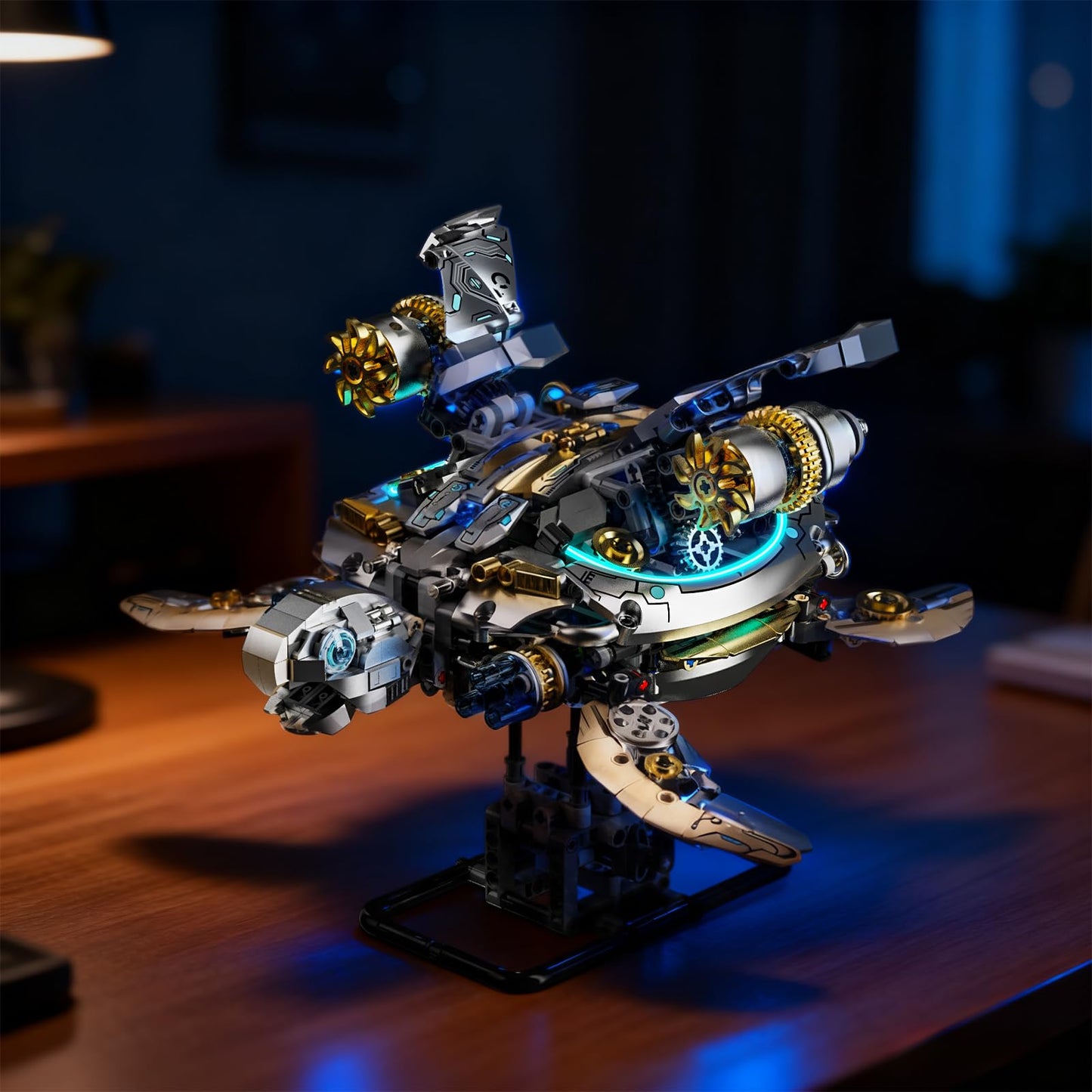 Myth Qholve Mechanical Turtle Building Block with Hand Crank & Motor Dual Drive Gear Motion Steampunk＆Educational Construction Set for Adults Teens and Model Enthusiasts