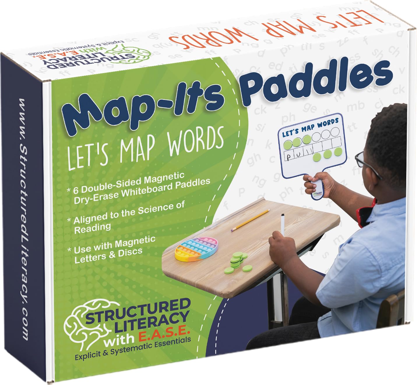 6 Map-Its Paddles for Word Mapping | Hands-On Phonemic Awareness Tool | Magnetic Dry-Erase Paddles for Phonics & Spelling | Structured Literacy & Science of Reading Classroom Resource