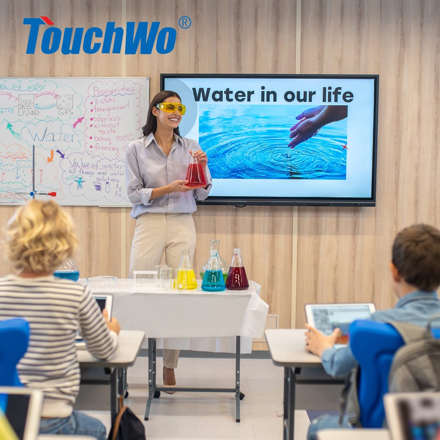 TouchWo 55 inch Interactive Touchscreen Monitor, Smart Board with 4K Display, Win-10 Electronic Whiteboard Touch Screen PC for Office and Classroom, Core i7 RAM 8G & ROM 256G