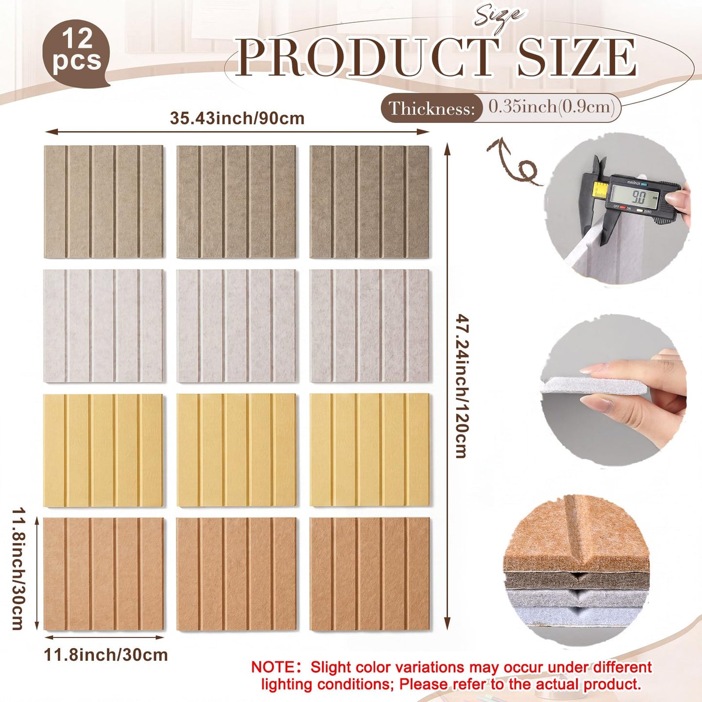 Chicplaid Large Felt Bulletin Board 48" x 36", Cork Board Alternative for Walls, 12 Pack Felt Wall Tiles with Self- Adhesive, Decorative Cork Boards Pin Bulletin Boards for Home Farmhouse Room Decor
