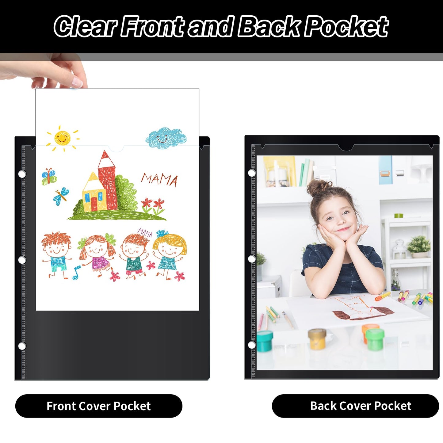 30 Pcs 3 Hole Punch Parent Teacher Communication Folders with Clear Front Pockets for 3 Ring Binders, 2 Pockets Homework Take Home Plastic Folders Classroom Folder for Kid Student ﻿ (30, Multicolor)