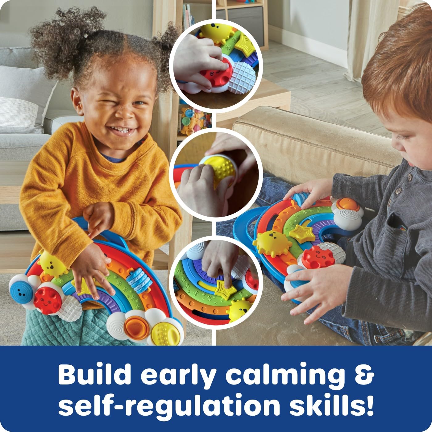 Learning Resources Rainbow Busy Board - Montessori Busy Board, Toddler Sensory Toys, Boy and Girl Travel Toys for Toddlers, Fine Motor Toy, Sensory Toddler Travel Activities, Educational Gifts
