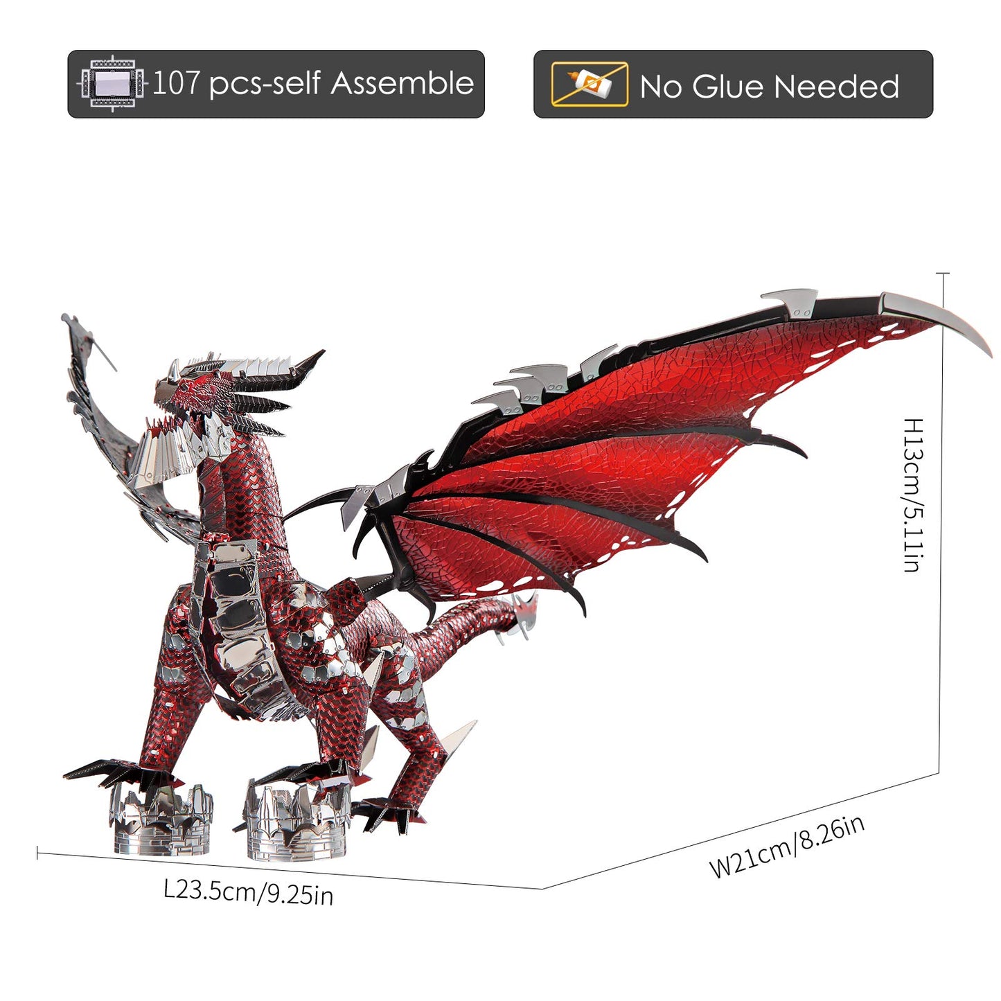 Piececool Black Dragon King 3D Metal Model Building Kits with DIY Tools Set, Challenging 3D Metal Puzzles for Family Time, Great Christmas Birthday New Year Gifts