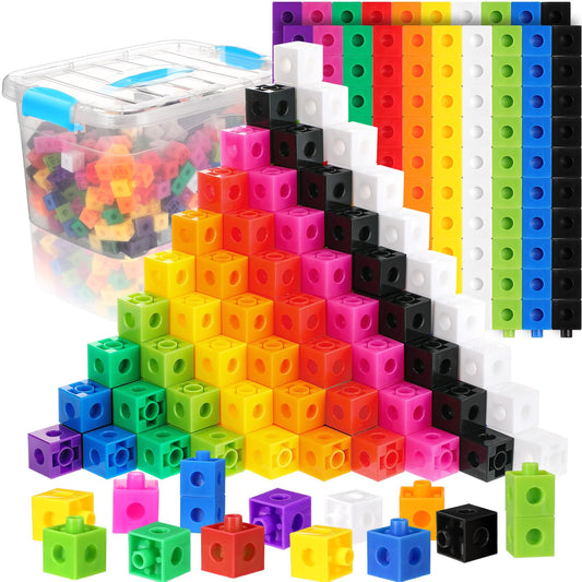 Jenaai 400 Pcs Linking Cubes with Storage Box, Plastic Counting Blocks, Colorful Math Cubes, Manipulative Connecting Blocks for Early Math Construction Kindergarten Educational Toy(Blue)