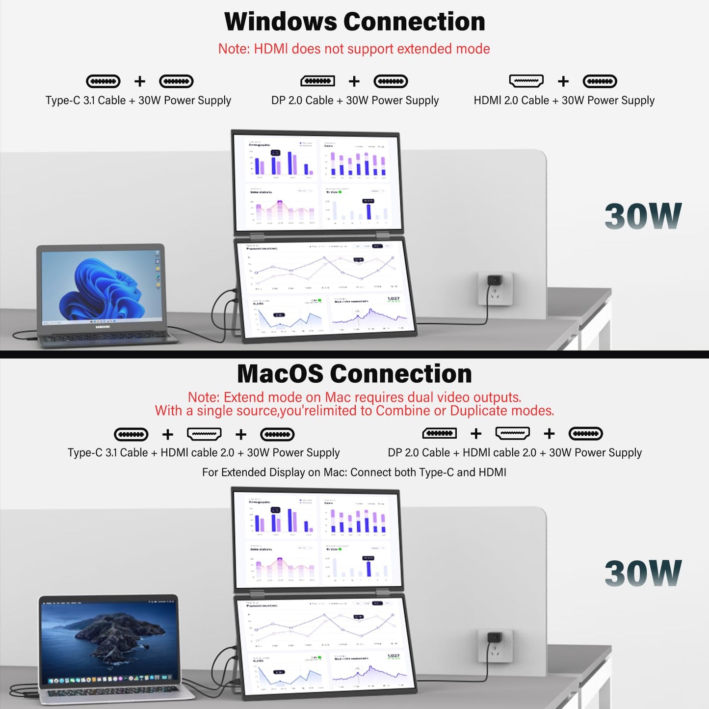 InnoView Portable Dual Monitor 15.6" 3840x2160P 4K 100% sRGB | Owl Eye Vision - Foldable Design with 315° Screen Adjustment, 180° Stand | DP/USB-C/HDMI, Dual Screen Extender for Laptop, Mac, Windows
