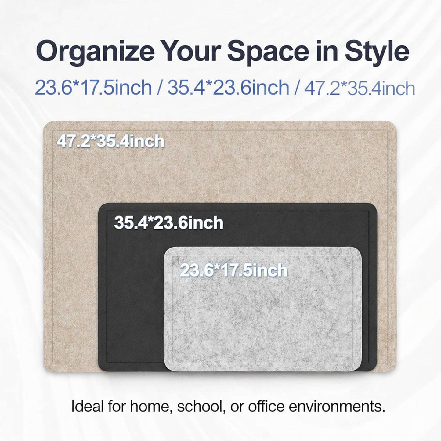 Felt Bulletin Board for Wall 24" x 18" Unfolded Size, Small Frameless Felt Pin Board, Soft Cork Board Alternative for Office, Home Planning, Notes, Photos & Wall Decor, Foldable Shipping, Easy Install