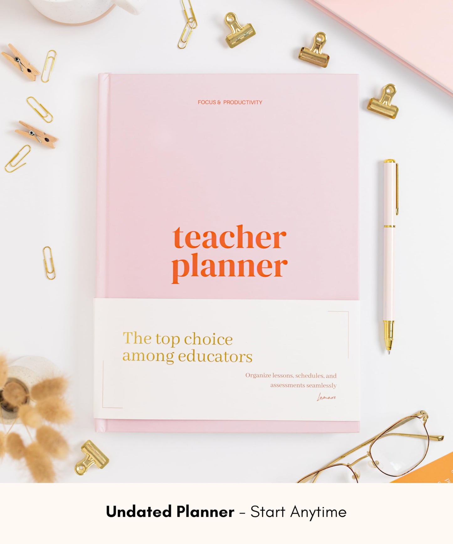 Lamare Teacher Planner 2026-2027 – Hardcover Undated Planner & Lesson Planner Book for Teachers with Class Schedule, Student Info & Weekly Planning - 8x11"