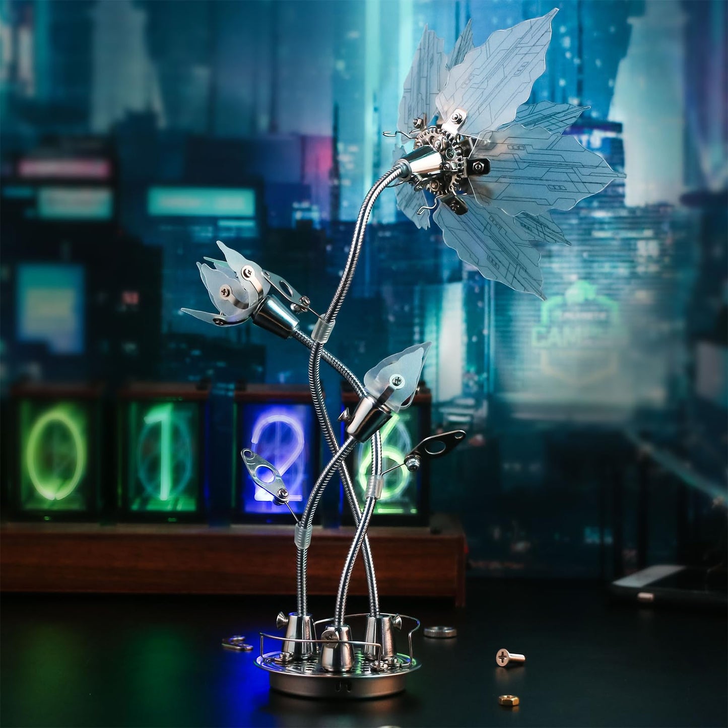 3D Flower Puzzle Metal Model Kit, 3D Metal Puzzle Adult, 3D Mechanical Model，Brain Teaser Puzzles DIY Assembling Flower for Stress Relief for Teenagers and Adults