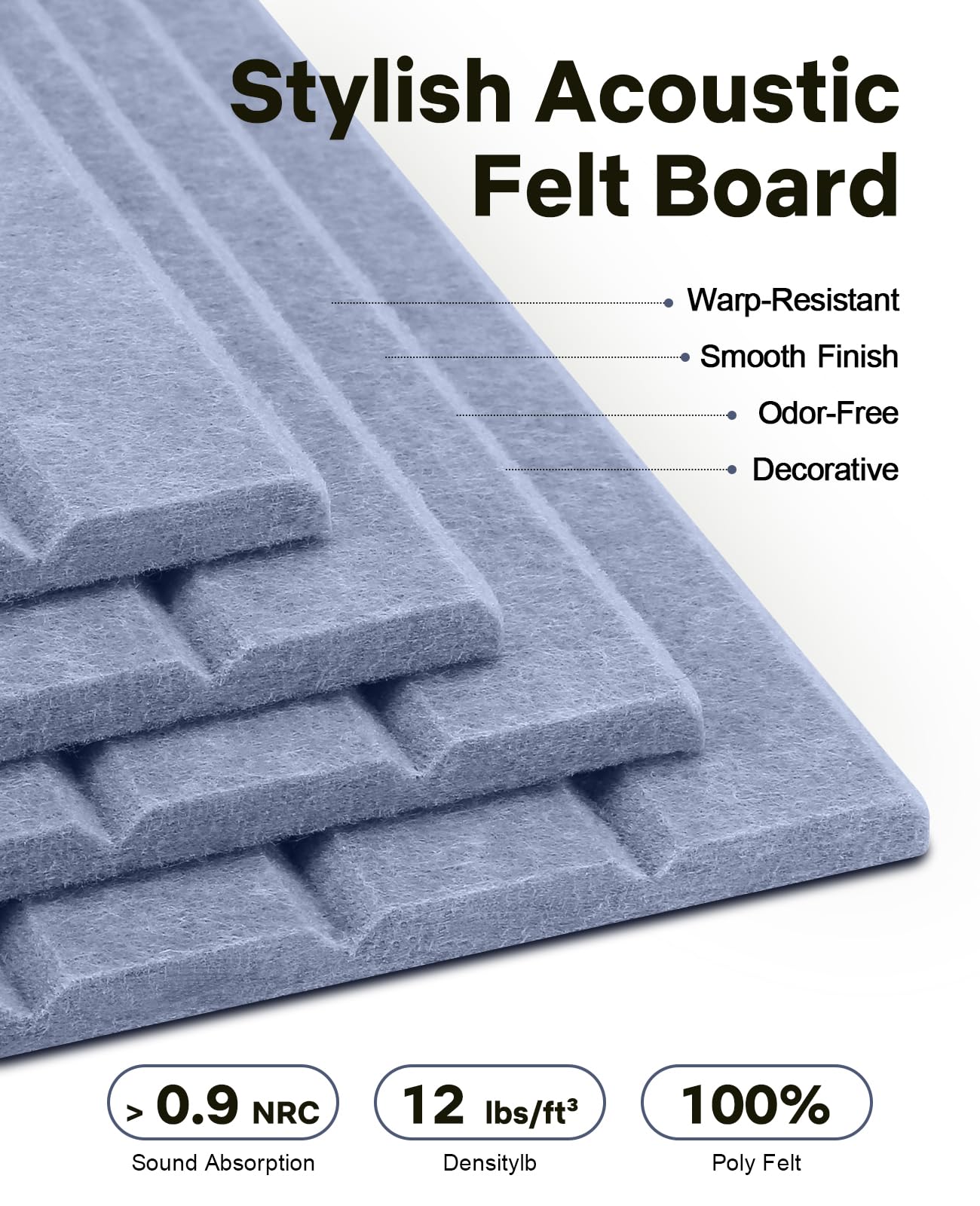48" x 36" Large Cork Bulletin Board Tiles, Peel and Stick Felt Wall Panels for Vision, Message Center, Picture and Prayer Board for Office, Dorm, Room and Desk Decor(Soft Periwinkle)