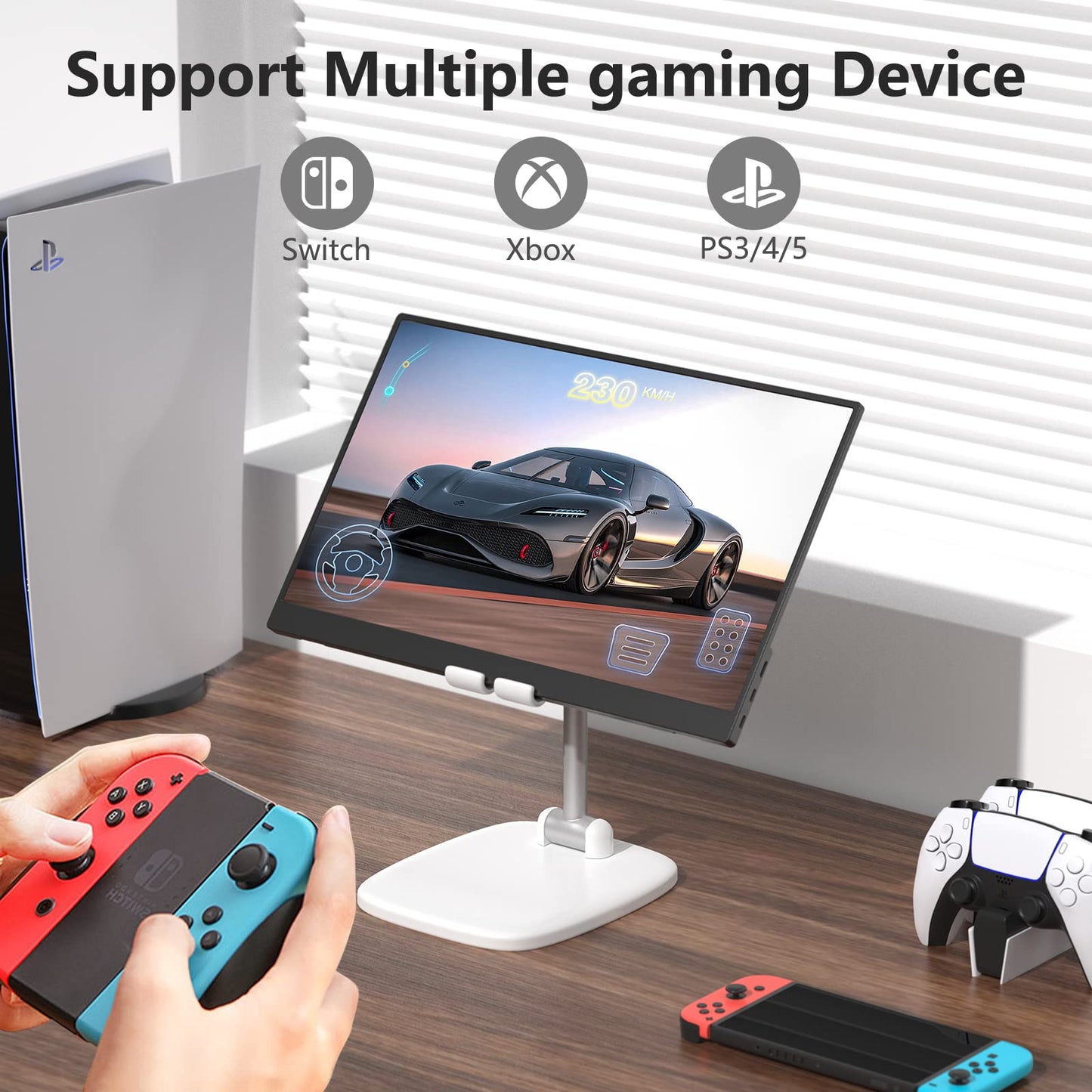 ForHelp 17.3" Portable Monitor 1080P FHD 144Hz Narrow Edge Laptop Monitor USB C HDMI Gaming Computer IPS HDR Screen, Travel Monitor for PC Mac Phone Xbox PS5 Switch Laptop w/Smart Cover & Speakers