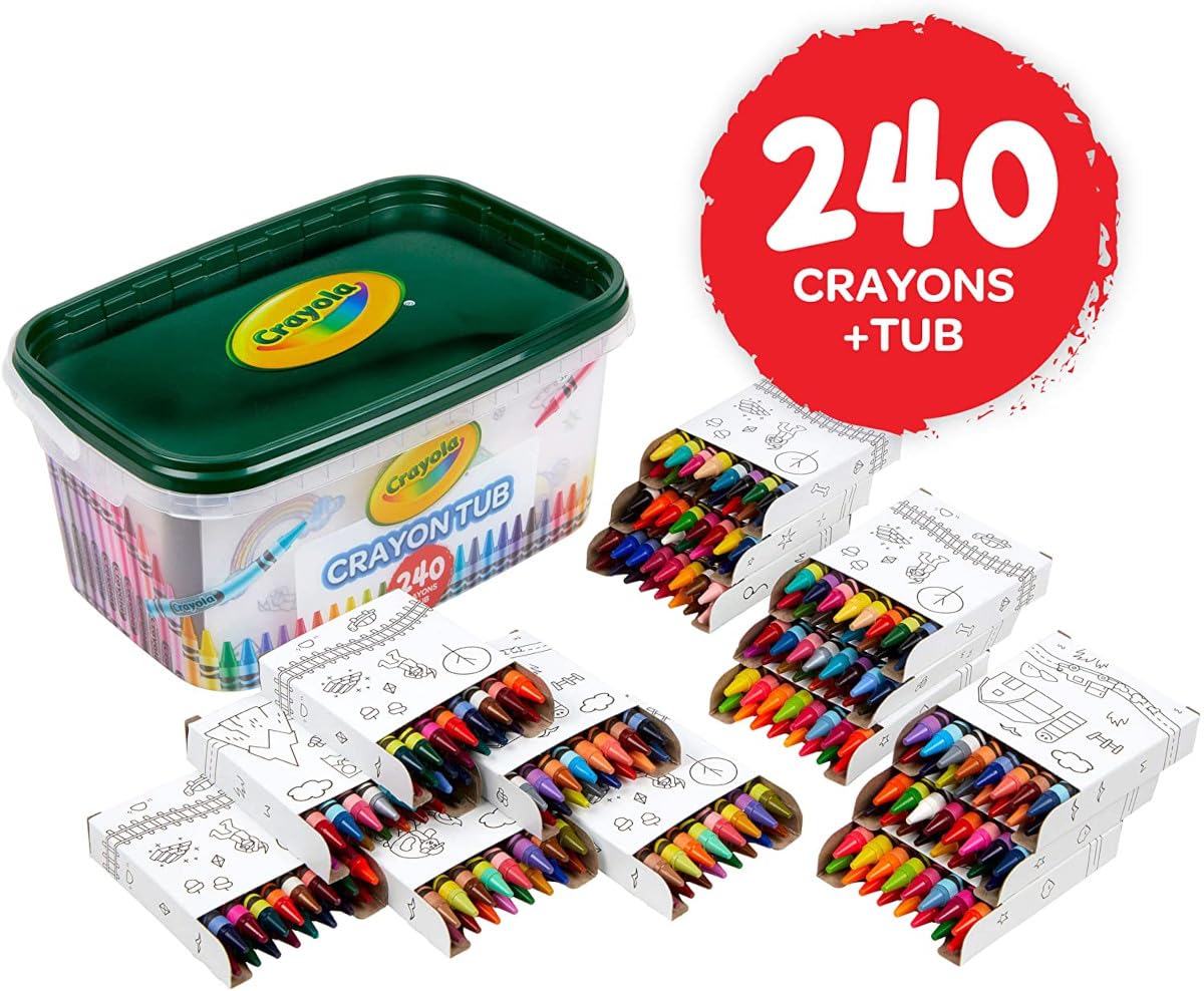 Crayola Crayon Tub (240ct), Bulk Crayons for Kids, Spring Craft Supplies, Classroom Coloring Gifts for Kids & Toddlers, Ages 3+ [Amazon Exclusive]