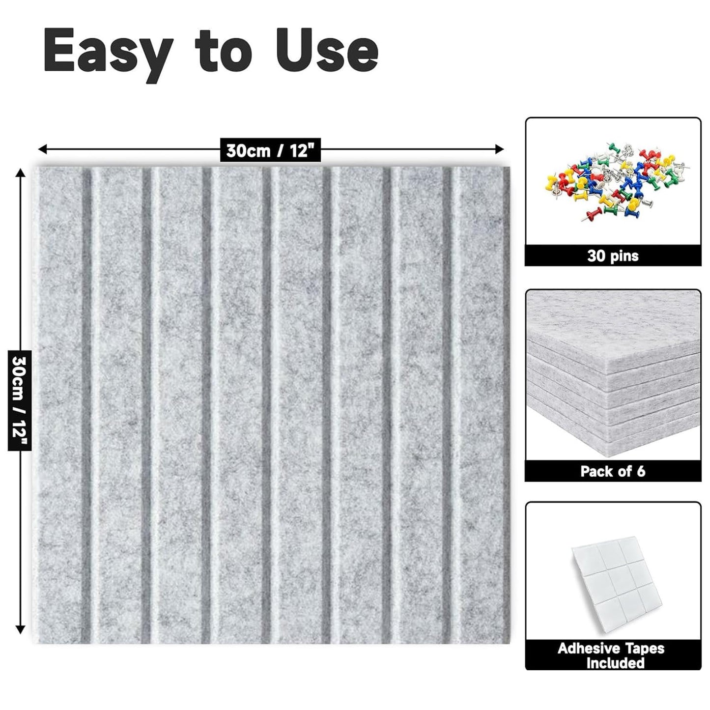 Yunihome Cork Board for Walls 36" x 24", 6 Pack Felt Bulletin Board Wall Tiles with 30 Push Pins for Home Kitchen School Office Wall DIY Decorative