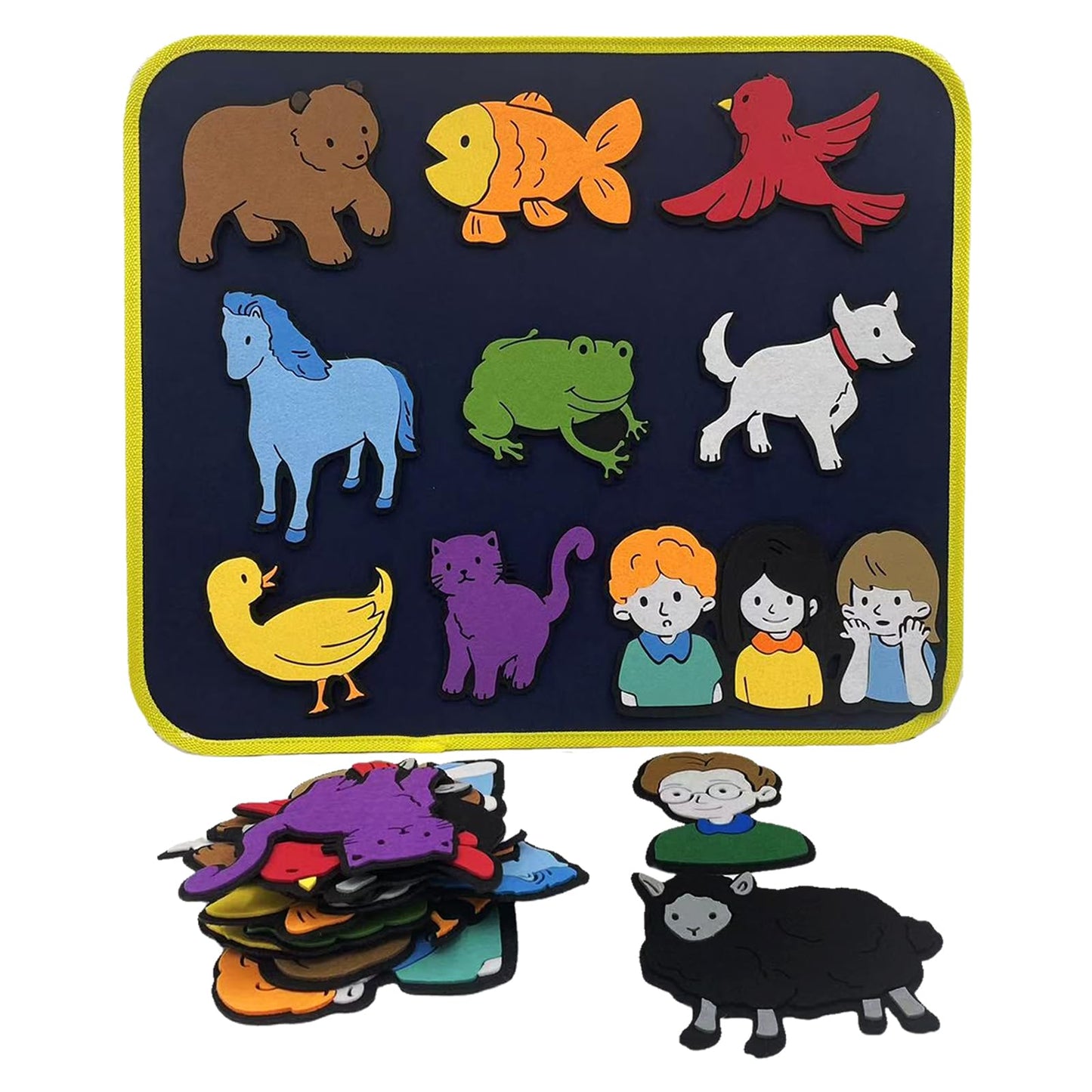 Qimihinoy Felt Story Board Set,Large Animals Felt Stroy Retelling Pieces for Toddlers,Preschool,Teachers, Speech, Therapy,Travel,Classroom (Brown Bear Brown Bear What can You See (11pcs))