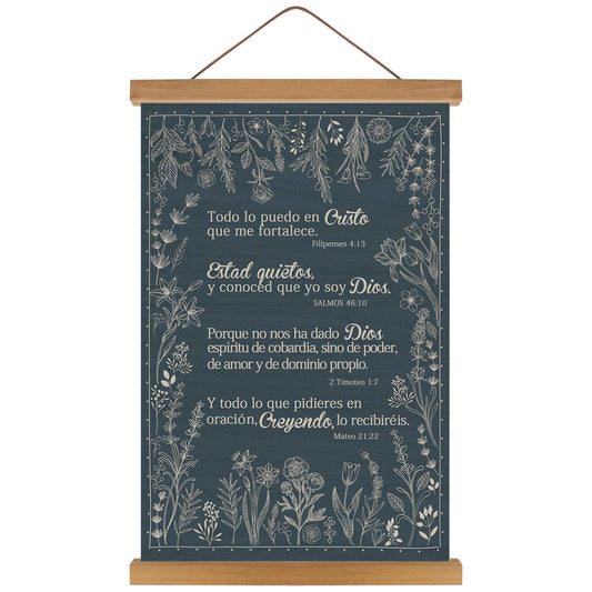 KAIRNE Bible Christian Wall Art,Green Bible Canvas Poster,Vintage Scripture Prints With Wood Magnetic Hanger,Rustic Floral Painting,Christian Minimalist Decoration For Bedroom Living Room Office Decor