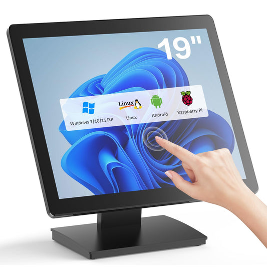 NewHail 19 inch POS Touch Screen Monitor, Full HD 1280 x 1024 Capacitive Touchscreen with HDMI/VGA Input, Heavy-Duty Metal Stand, for Retail, Restaurant, Bar, Gym, Warehouse and POS System