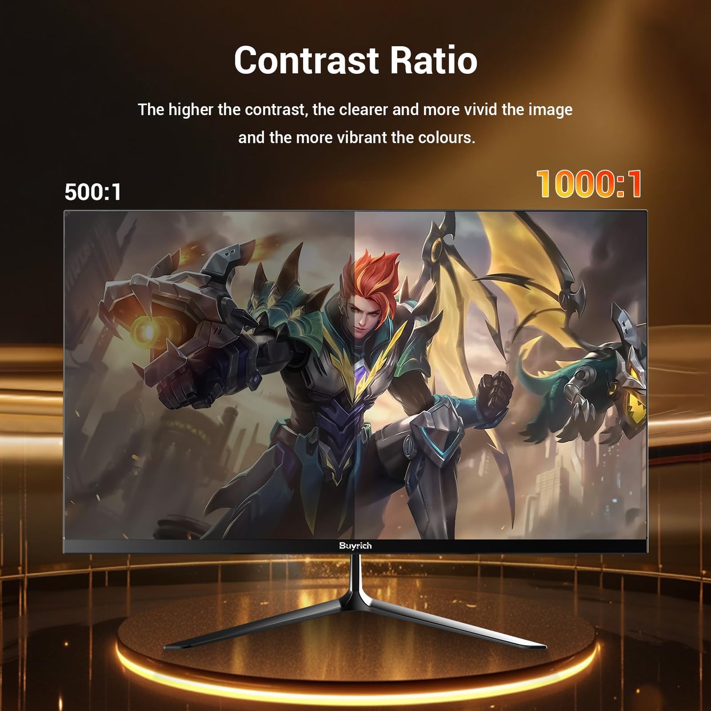 BUYRICH 24.5 Inch Gaming Monitor, 200Hz Refresh Rate, FHD 1920x1080, Fast Response Time, Built-in Speakers, Metal Stand, VESA Compatible, for PC Gamers and Home Setup
