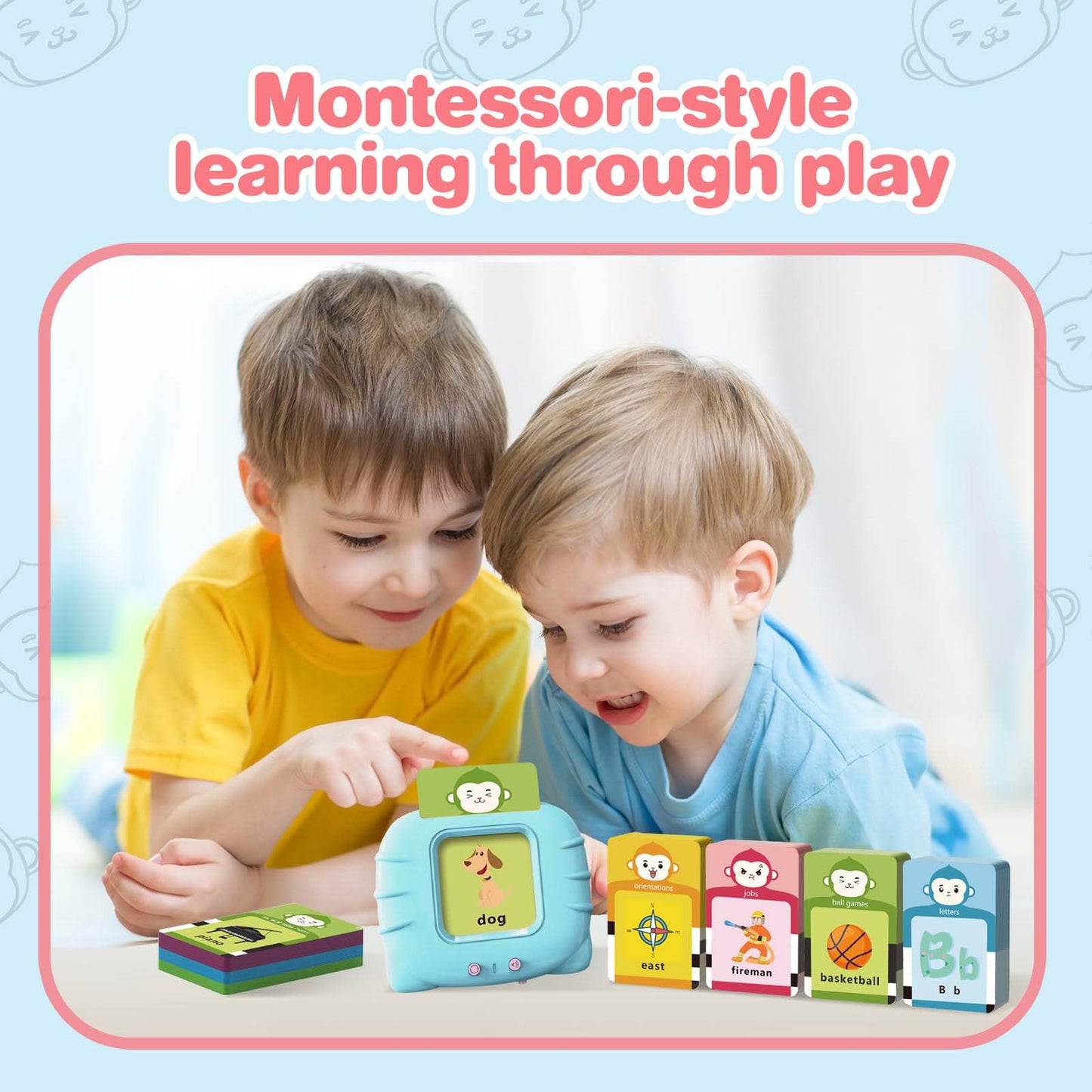 U-LEARNER 296 Sight Words Talking Flash Cards for Toddlers 1 2 3 4 5 Year Old, Pocket Speech, Sensory Speech Therapy Toys, Educational Learning Toys for Montessori and Autism Children, Gifts for Boys