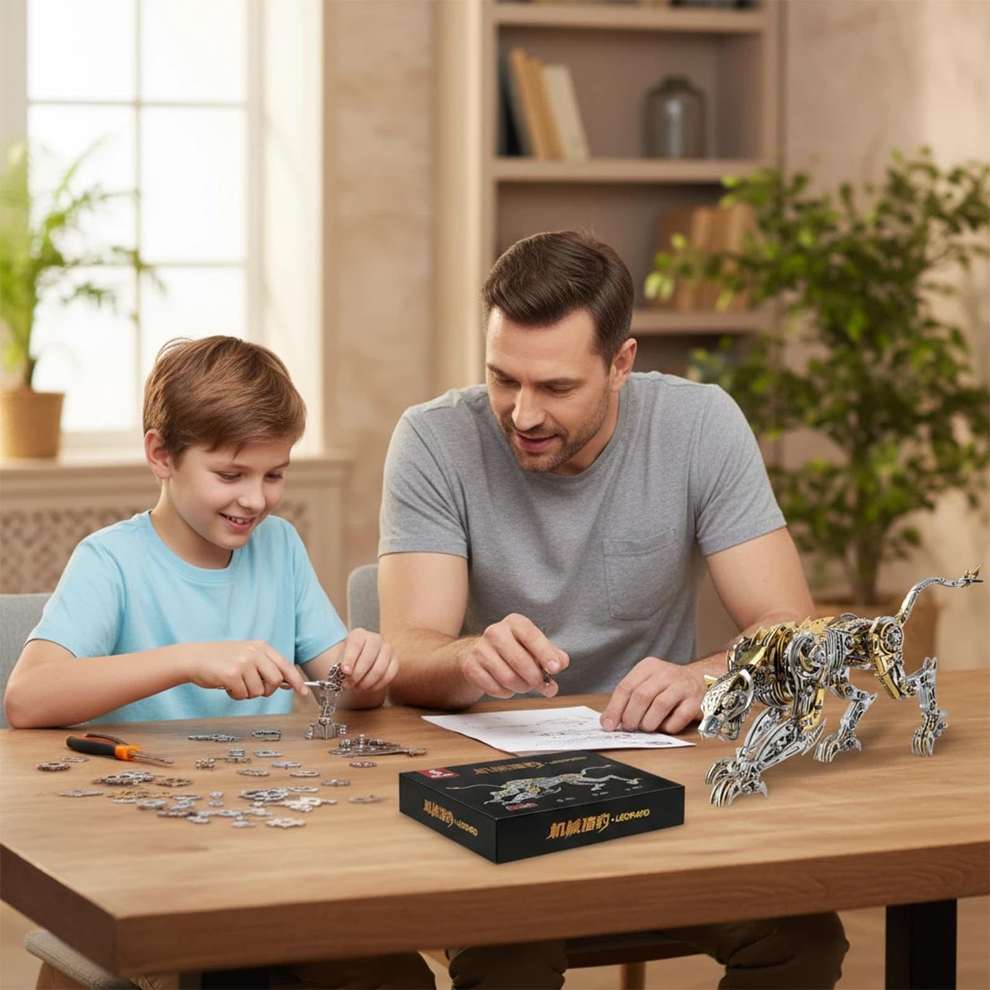 3D Metal Puzzle for Adults,Mechanical Cheetah Puzzle Building Set，3D Metal Model Kit, Brain Teaser Puzzles DIY Assembling for Stress Relief - A Collectible Gift for a man (Cheetah)