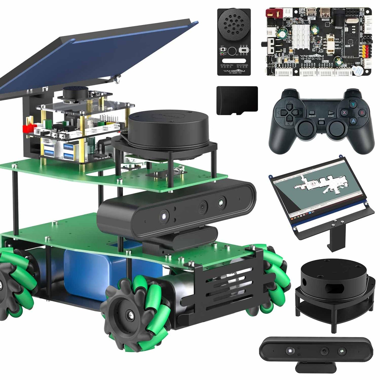 Yahboom ROS2 AI Robot for RPi 5 Lidar Mapping Navigation Depth Camera Lidar Robot AI Voice Module 360°Movement for Mechanical Engineers (Sup Ver-Without Pi)