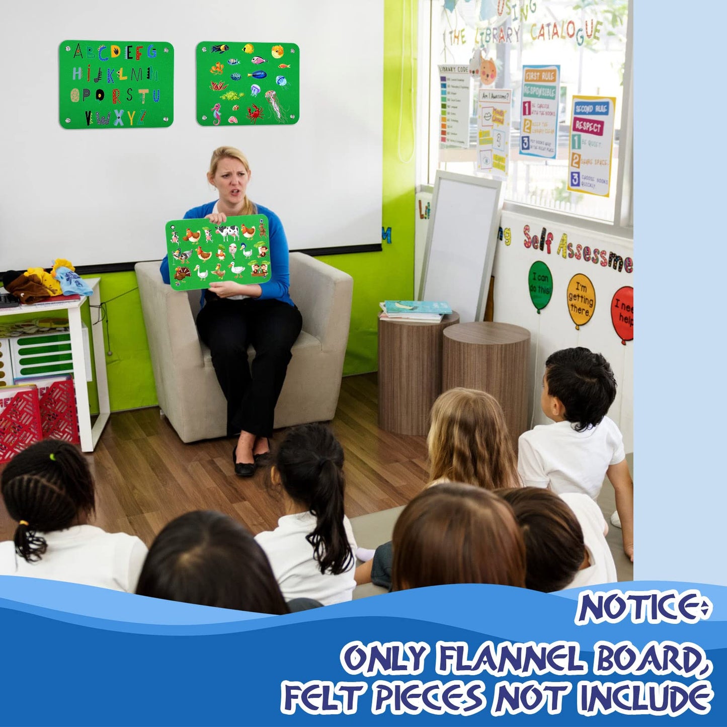 Yunsailing 4 Pieces Felt Board for Toddlers Classroom Flannel Board Stories for Preschool Homeschooling, Kids Felt Story Activity Wall Hanging Children Birthday Gifts, 11.8 x 15.75 Inch (Green)