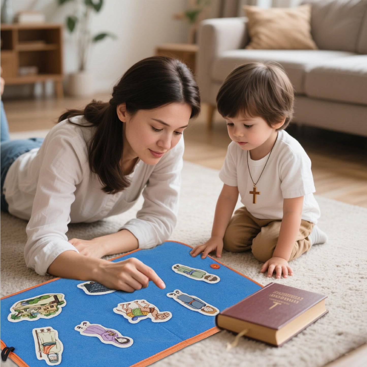 CHEFAN Bible Stories Felt Board Set for Kids, 4 Interactive Old Testament Stories for Sunday School, Christian Preschool Learning Toy