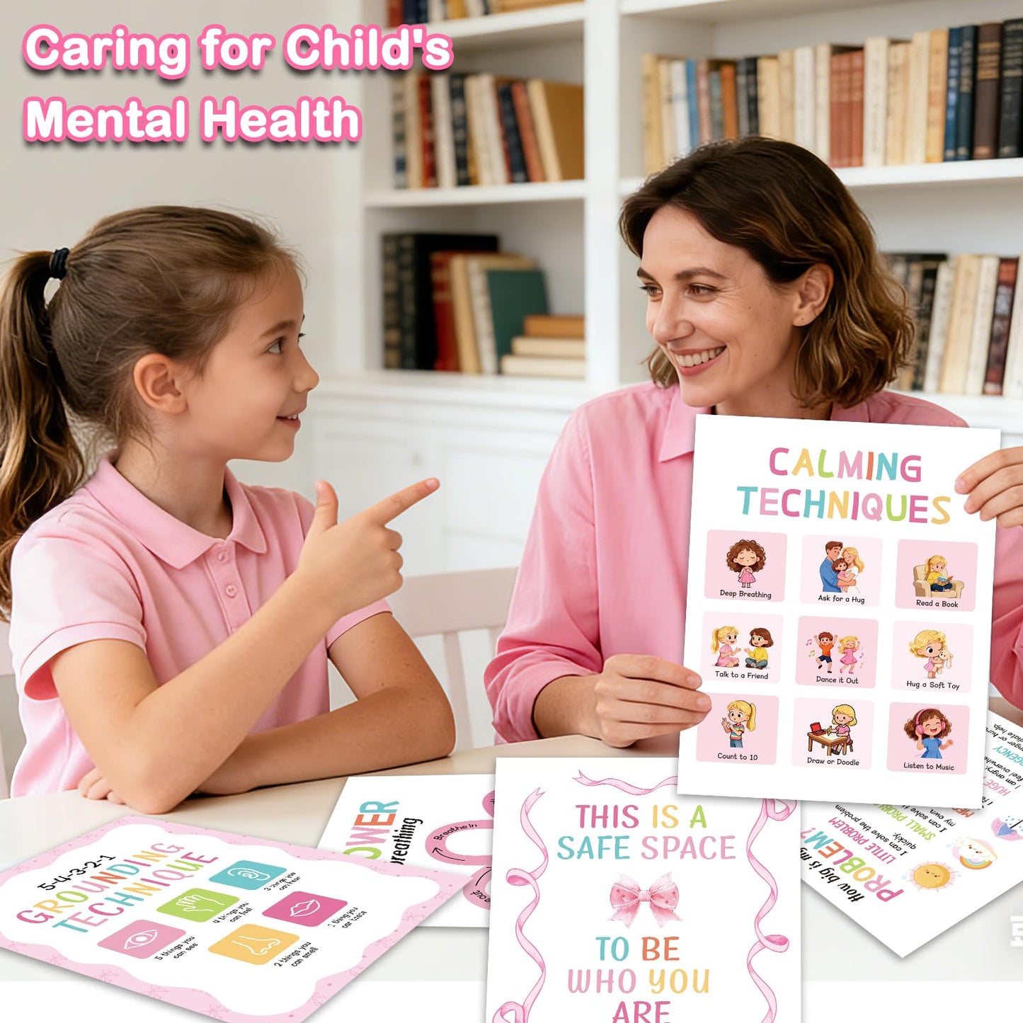 10 Calming Corner Posters, Feelings Chart for Kids, Calm Down Corner Mental Health Posters, Preschool Classroom Educational Poster Emotions Chart Coping Skills,Wall Art Decoration Mood Calming Sticker