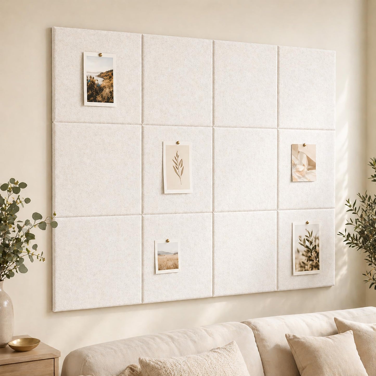 Baysola Felt Bulletin Board Panels 48 x 36 Inch Self Adhesive Wall Tiles Cork Board Alternative for Office Classroom Photos Notes 12 Pack