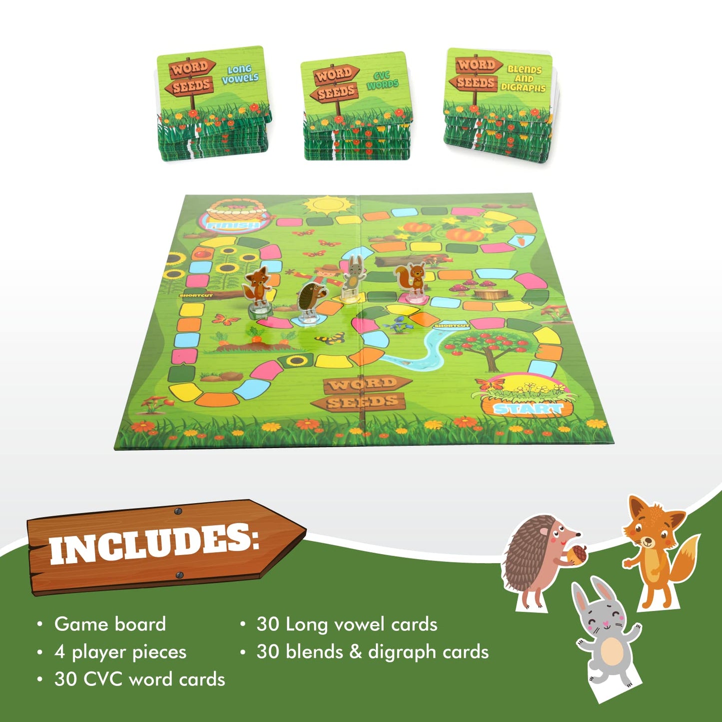 Melby Toys Word Seeds Phonics Game – Fun Reading & Board Games for Kids Ages 4-8, Learn to Read, CVC & Kindergarten Games
