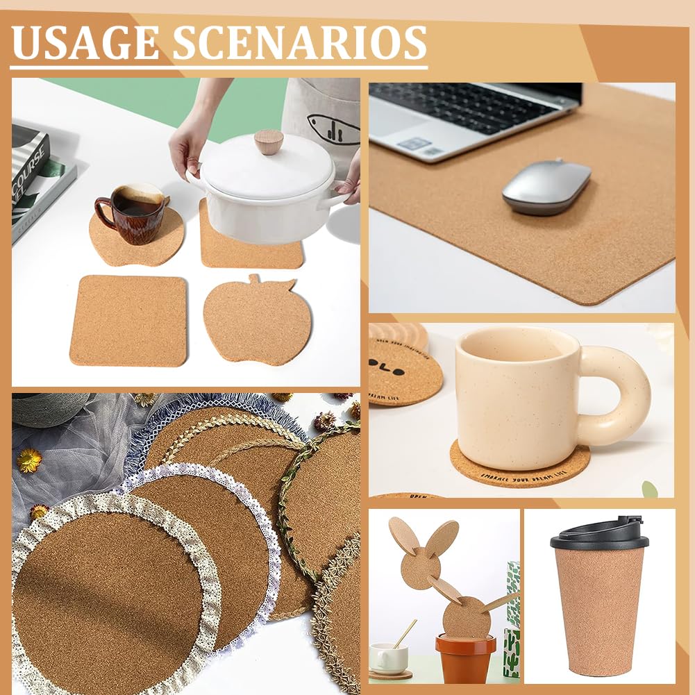 BENECREAT 8 Pack 12x12 Inch Cork Board 3mm Thick Cork Board Tiles Square Cork Tiles Coaster Cork Sheets Tiles for Bulletin Boards, Wall Decoration, DIY Crafts