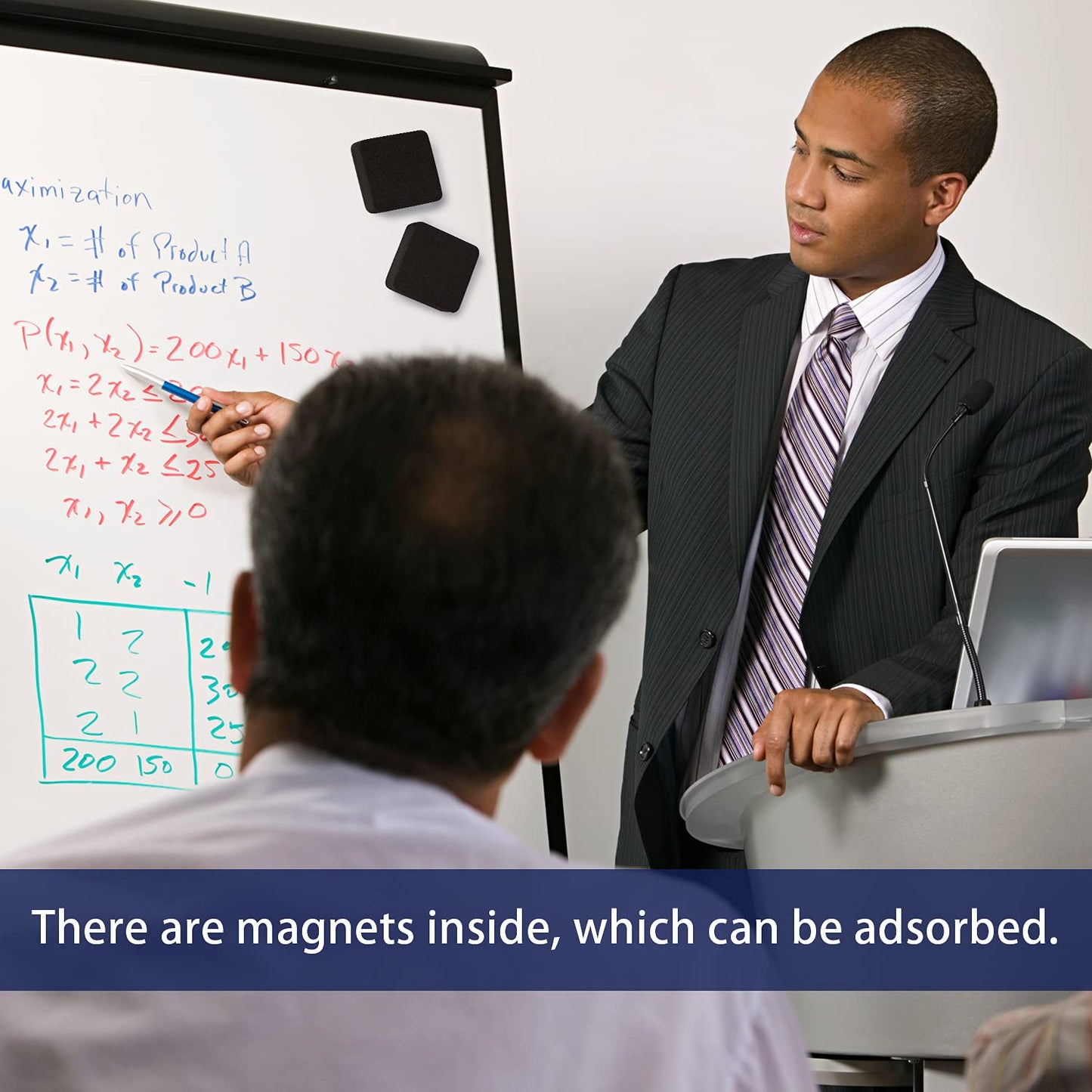 Favourde 48 Pack Magnetic Whiteboard Dry Erase Erasers Chalkboard Cleansers for Classroom, Home and Office (Black)