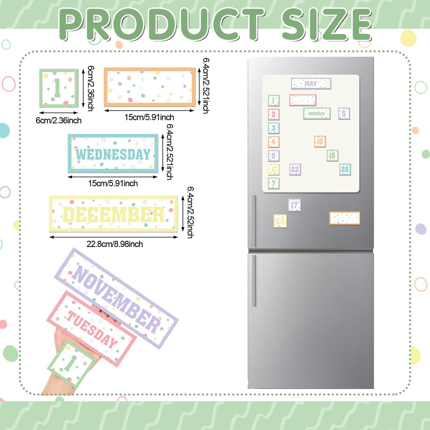 Ireer 54 Pcs Calendar Magnets Numbers Pastel Magnetic Calendar for Classroom Decor, Days of the Week and Months Dates Indicators for Teacher School Home Office Supplies