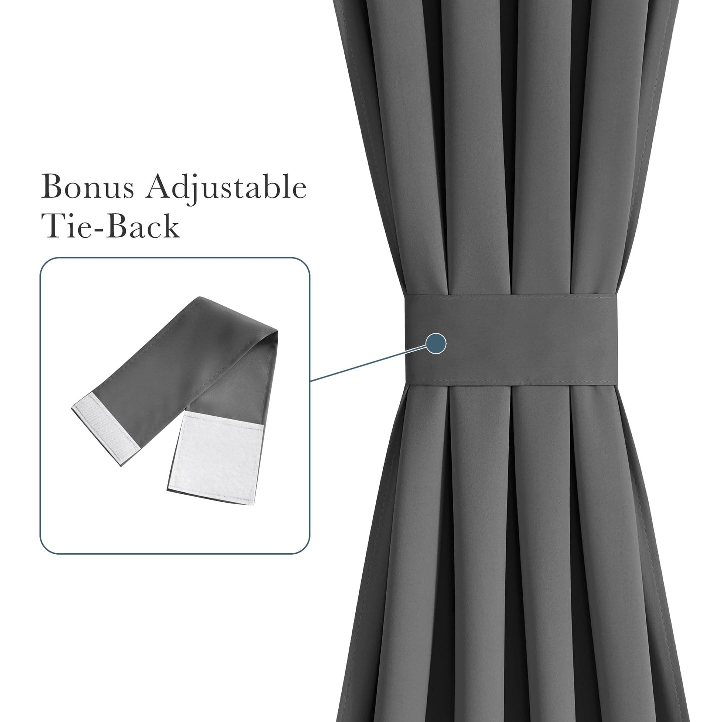 PONY DANCE Grey Back Door Curtains for Door Window, 100% Blackout Dual Rod Pocket Privacy French Curtain for Kitchen, Thermal Insulated Small Window Drapes for Classroom, W25 x L40, 1 Panel