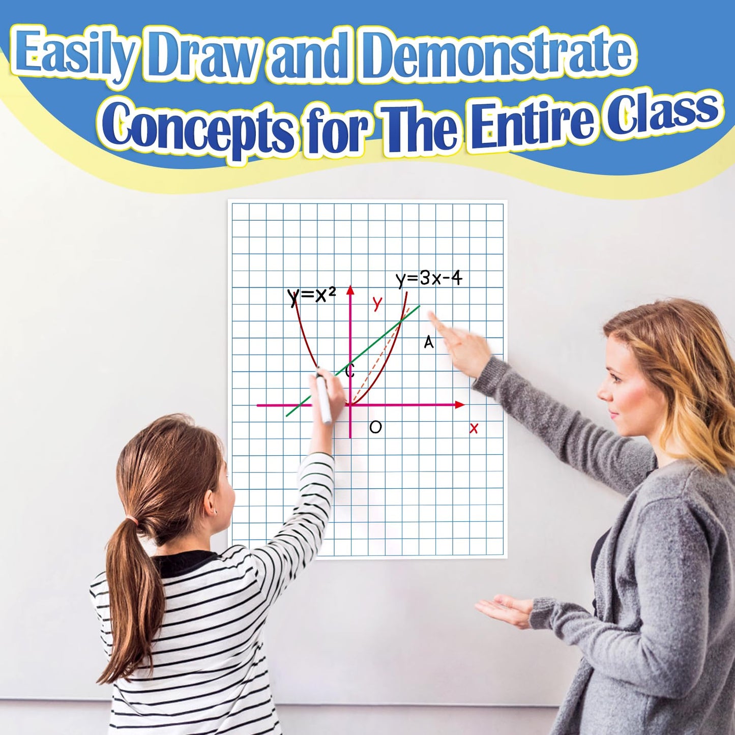 Aizweb Giant Magnetic Graph Paper,Dry Erase Grid Graphing for Classroom Whiteboard Accessories,Chart Paper Teacher Must Have Homeschool Teaching Supplies,Teacher Essential,21.5" x 16.5"
