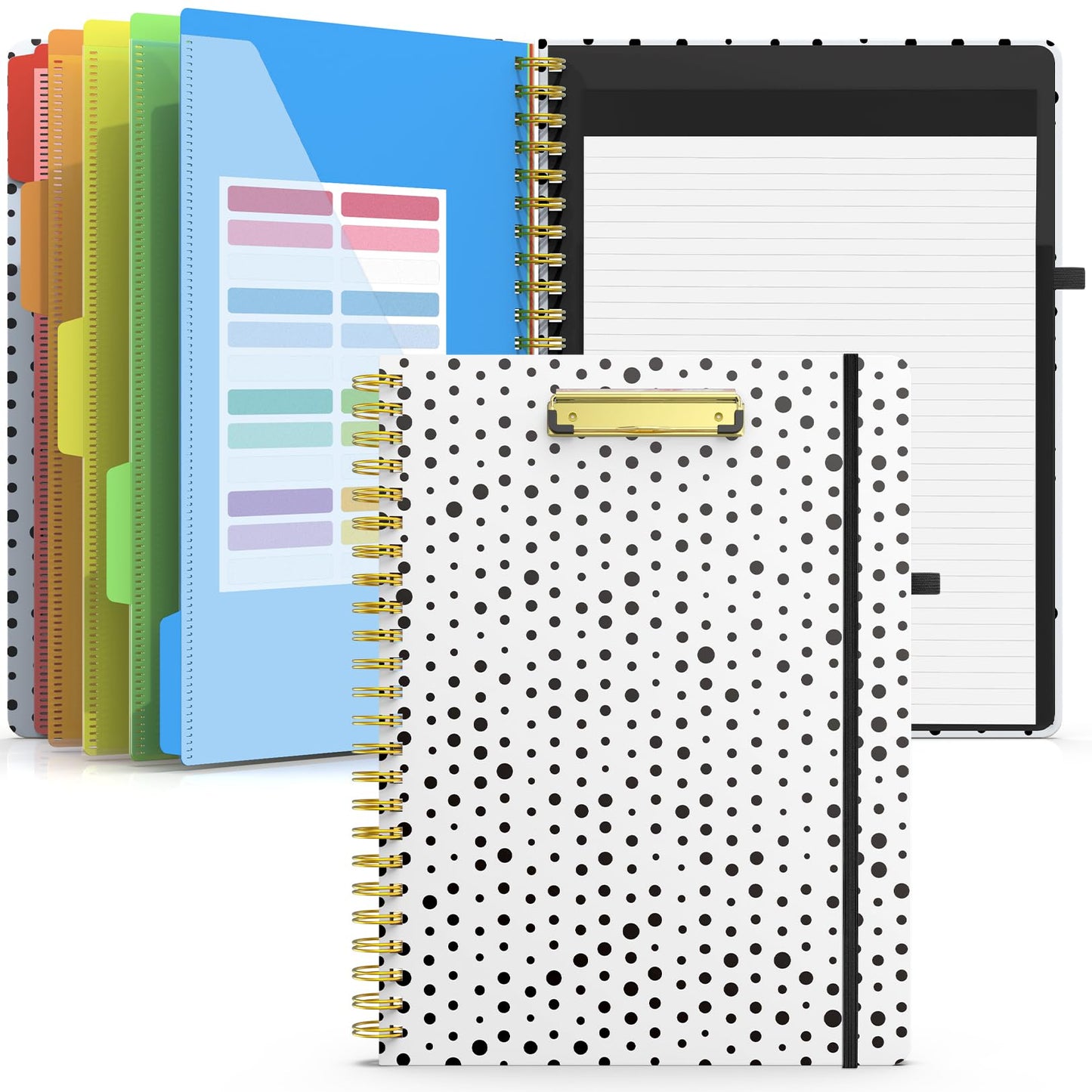 Sooez Clipboard with Refillable Notepad, Clipboard Folder with 10 Storage Pockets for Letter Size, Spiral Clipboard Notebook, Cute Portfolio for School Office Nursing