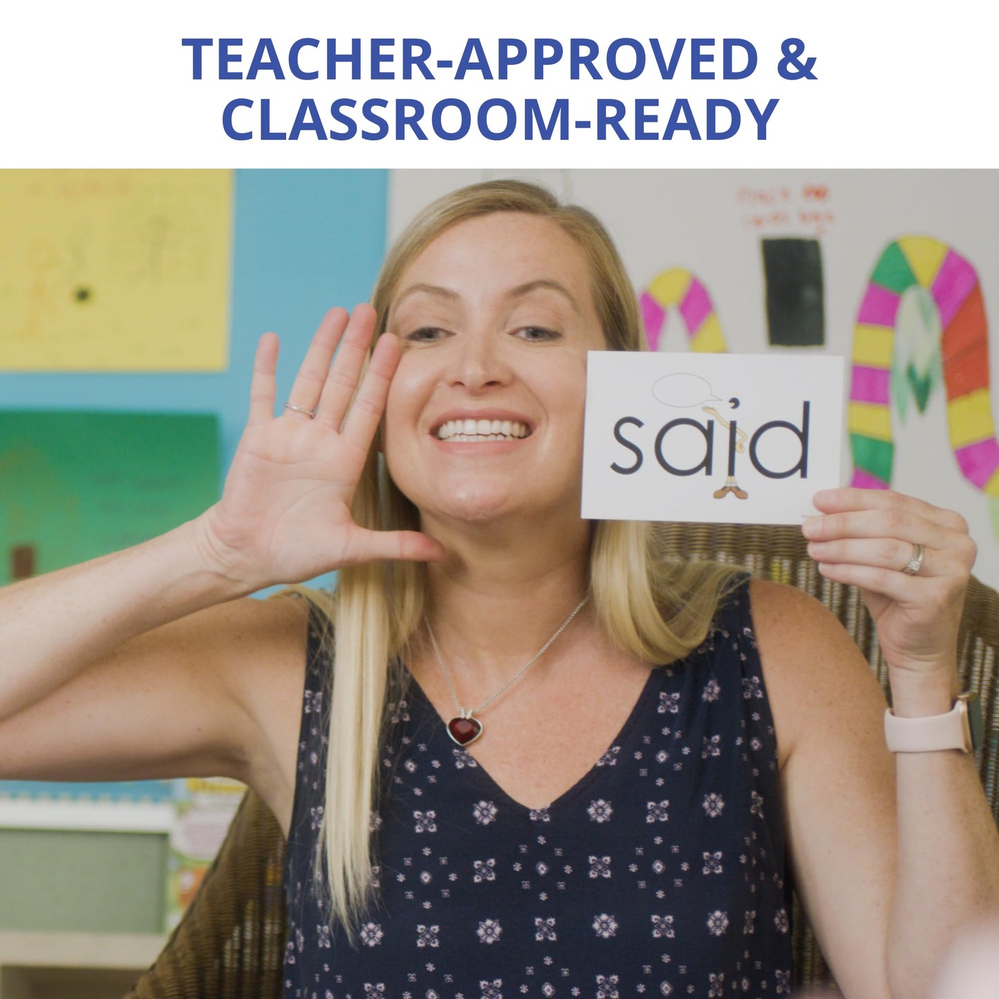 Eyewords Sight Word & Phonics Flash Cards, Set 1 (High-Frequency Words 1-50) - Kinesthetic Learning, Picture-Embedded - Pre-K to Grade 3 - Homeschool & Classroom use - Model EW-22