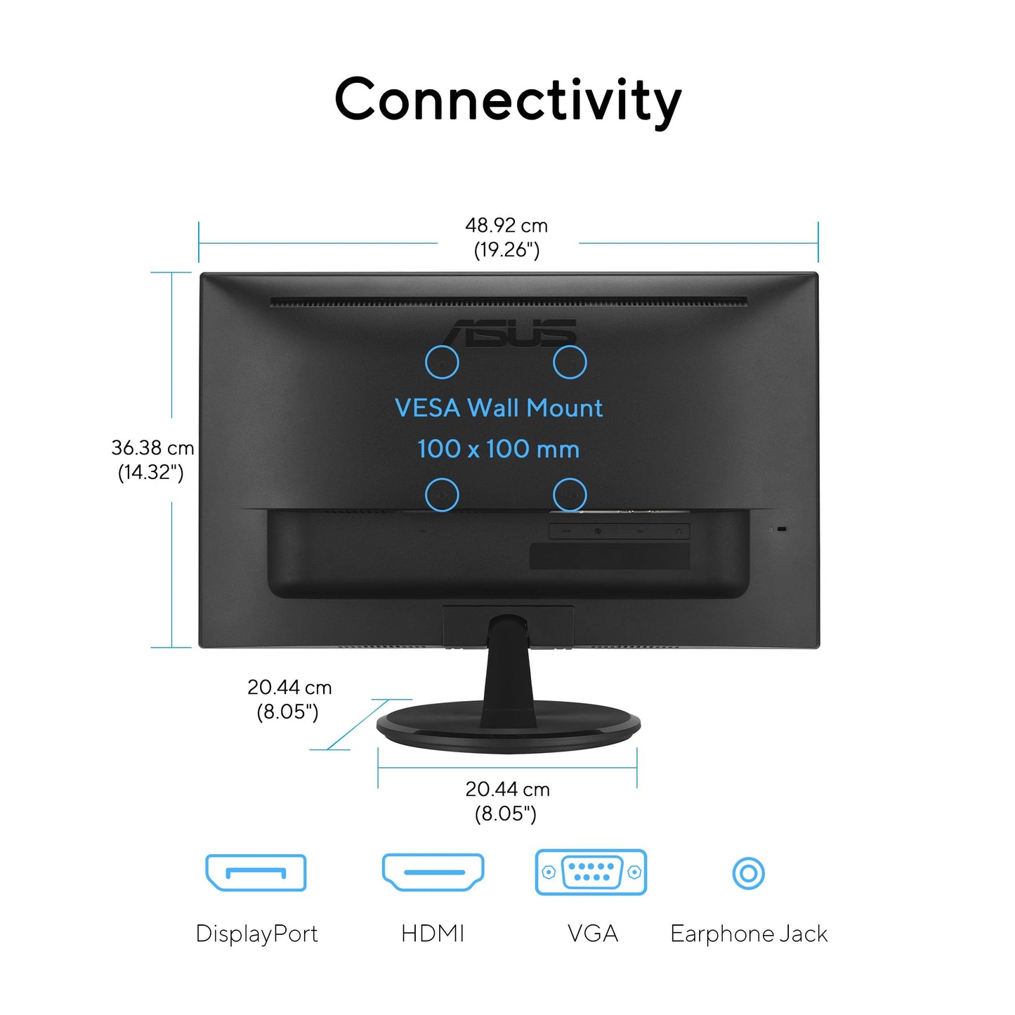 ASUS VP229Q 21.5” Monitor, 1080P Full HD, 75Hz, IPS, FreeSync/Adaptive-Sync, Eye Care, HDMI DisplayPort VGA, Frameless, VESA Wall Mountable Black