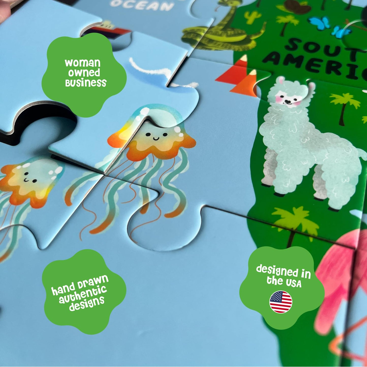 Dinomini Giant World Map Puzzle for Kids - with Interactive Standing Figures - Floor Puzzles for Kids Ages 3-5 - Preschool Learning Activities - Learning & Educational Toys