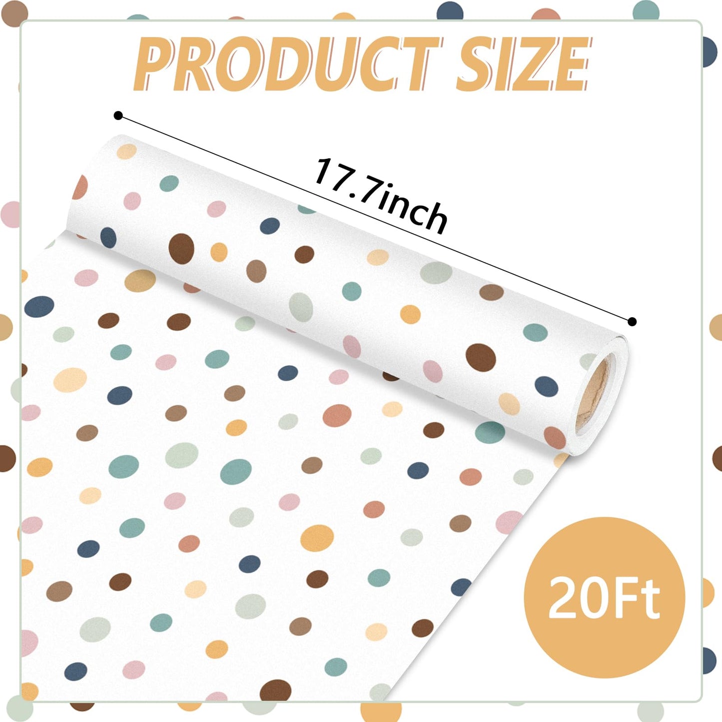 Qyeahkj Boho Dot Bulletin Board Paper Roll Boho Polka Dot Bulletin Board Background Paper Fade Resistant Classroom Decoration Poster Art Craft Home Wall Education Decor Supplies 17.7in x 20ft