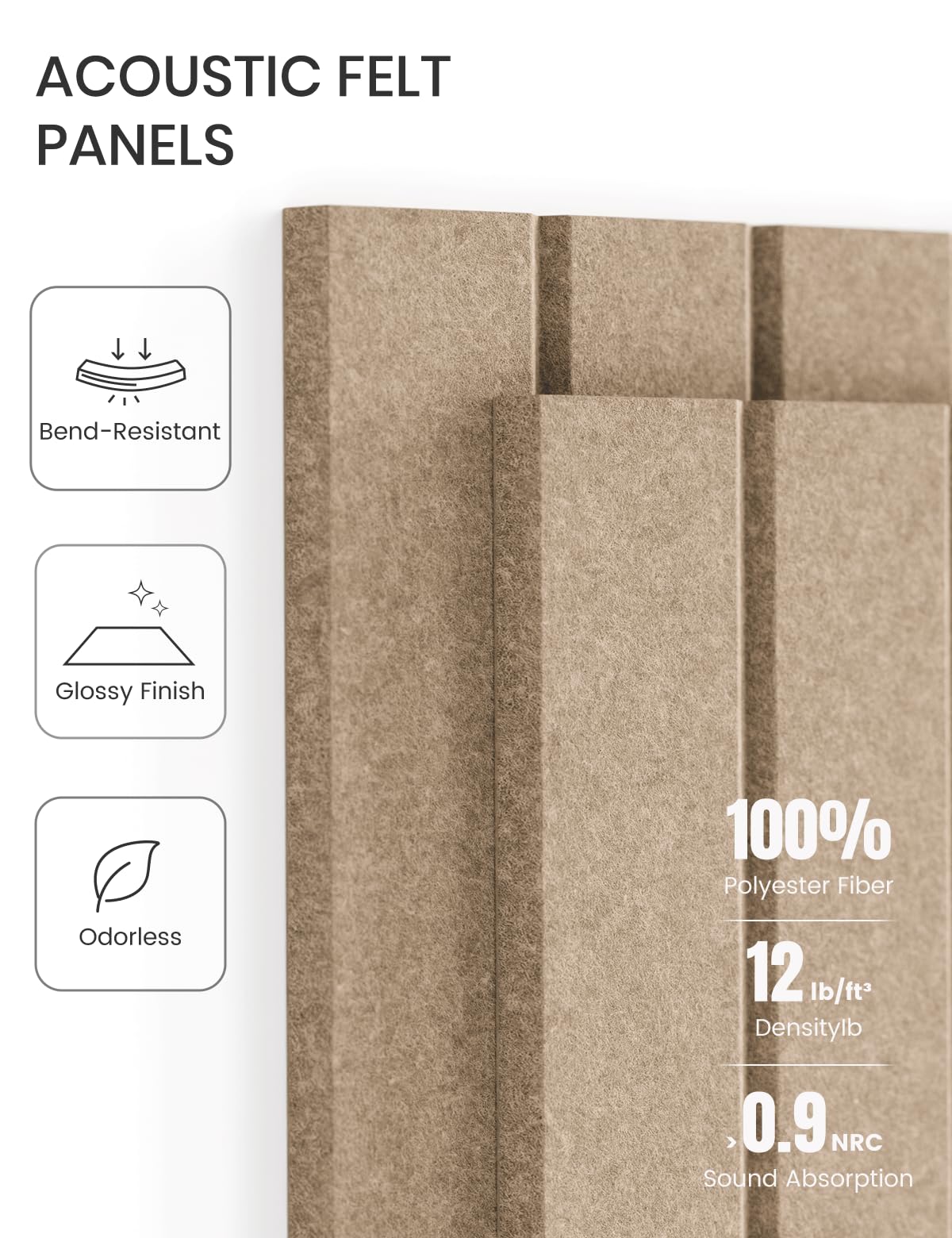 Large Felt Bulletin Board 48" x 36" Cork Board Alternative-12 Pack with 70 Safe Removable Adhesive Tabs, Cork Boards for Walls Cork Board for Home Office Classroom Pin Board-Taupe