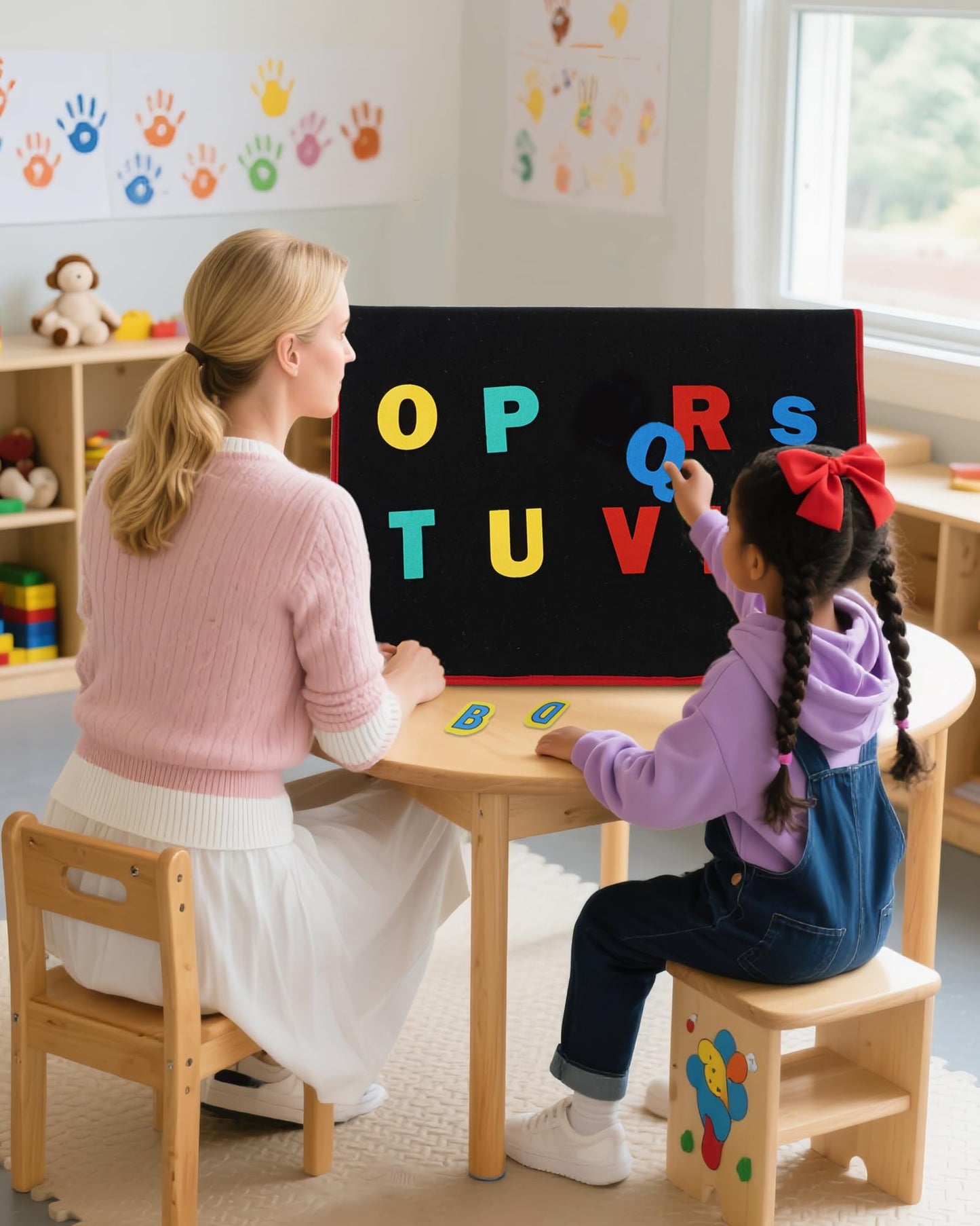 CHEFAN Large Felt Flannel Board 31.5 * 23 in, Foldable Freestanding Story Learning Board for Toddlers, Double-Sided Use for Preschool Classroom, Multi Felt Pieces Can Be Used, Gifts for Kids