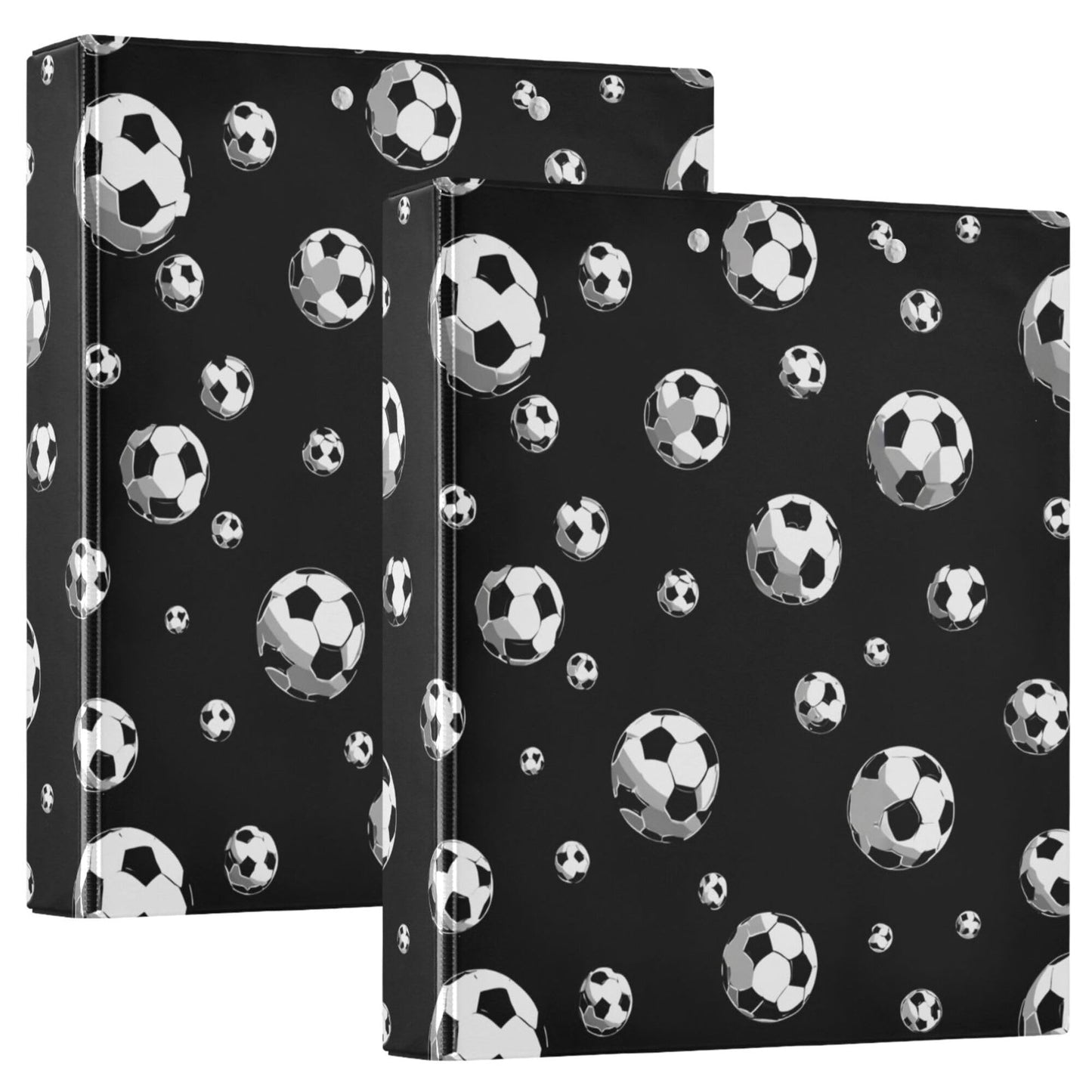 Football Black Round Ring Binders 1.5 Inch Soccer Sports Balls 3 Ring Clipboard Binder for Office School Work Supplies File Folder 200 Sheet Capacity