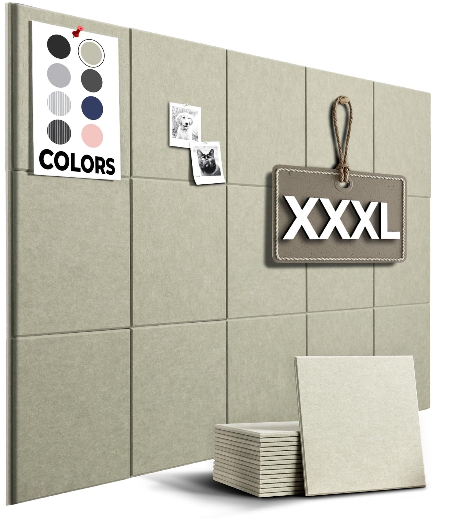WALLHERO Corkboards for Wall, 59"x36" | 15 Pack | Cork Board Squares, Pin Up Board, Office Board for Wall, Big Bulletin Board, Cork Roll with Adhesive Backing (Sage Green)