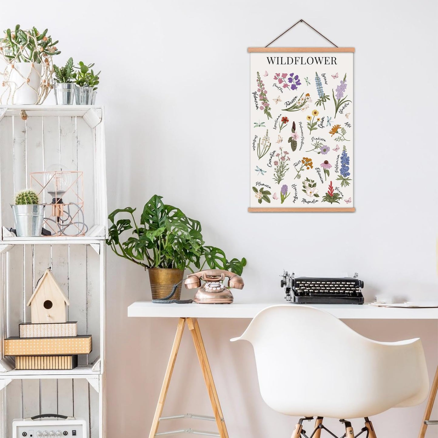 KAIRNE Wildflowers Posters,Plant Floral Reference Chart,Floral Wall Hanging Illustrative Reference,Botanical Wall Art Prints,Flower Chart Poster for Living Room Office Bedroom Decoration,11X17.7 inch