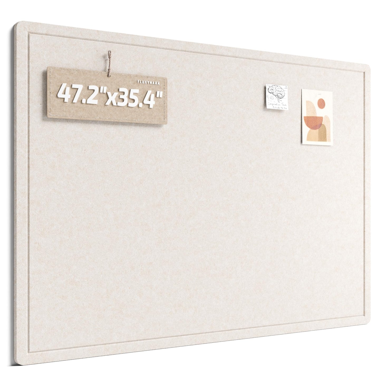 Fluxynara Large Bulletin Board, 47.2" x 35.4" Cork Board Alternative with 24 Safe Removable Adhesive Tabs, Foldable Felt Pin Board for Home Office, Classroom, Bedroom,Entryway for Walls—Oatmeal