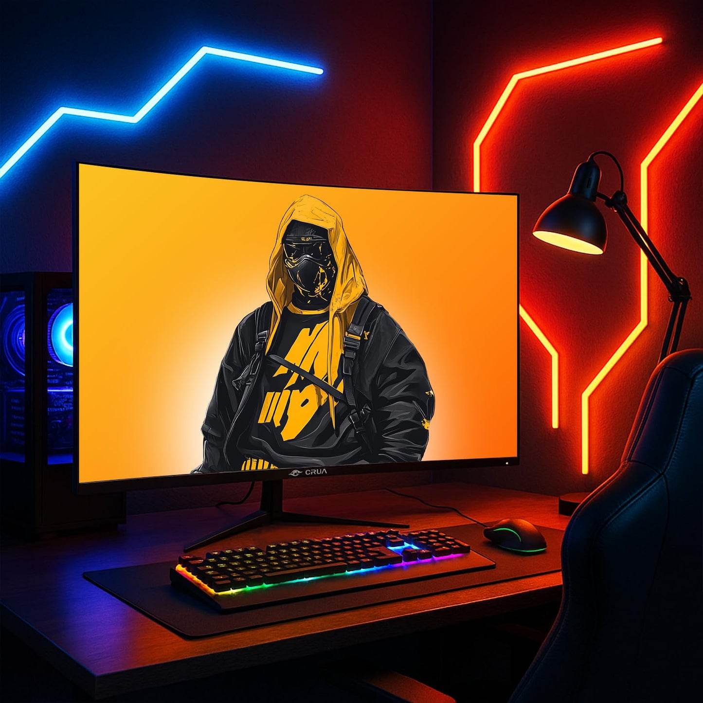 CRUA 32" Curved Gaming Monitor, 2K QHD 2560x1440, 144Hz/165Hz VA Display, 1800R Screen, 120% sRGB, AMD FreeSync, Low Blue Light, HDMI& DP, Wall Mountable PC Monitor for Gaming, Streaming & Work- Black