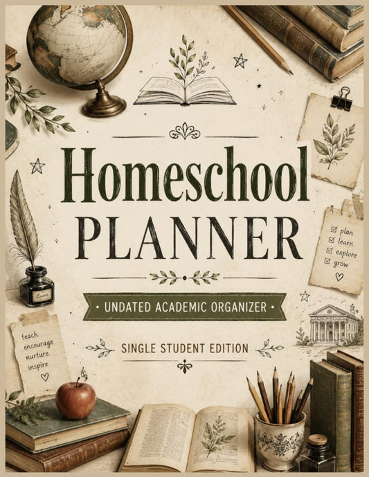 Homeschool Planner: Undated Academic Organizer for One Student: Year-long planning workbook with lesson coordination, daily presence tracking, reading ... evaluation sheets, and curriculum structure