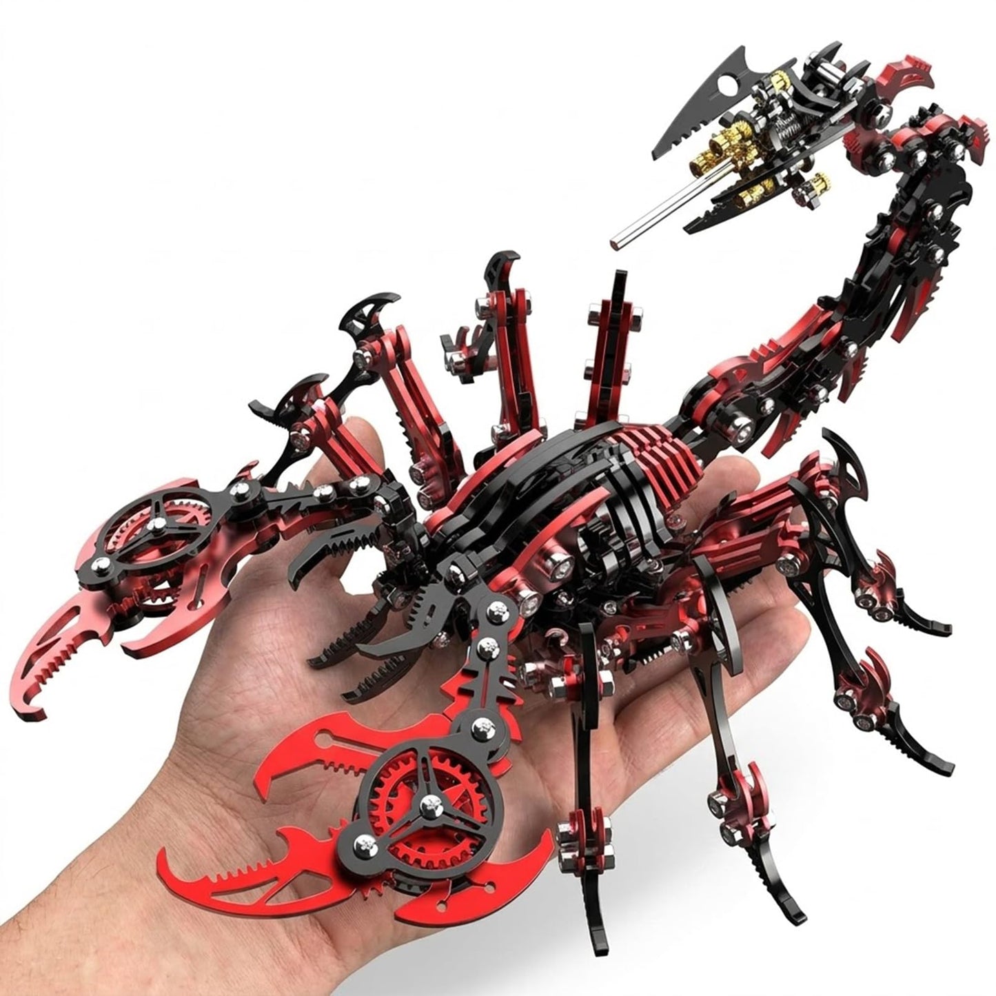 Scorpion 3D Metal Puzzles for Adults,454PCS Stainless Steel DIY Mechanical Metal Model Kits,No Glue Assembly with Movable Joints,Challenging Metal Building Kit Desk Decor Gift (Black-Red)